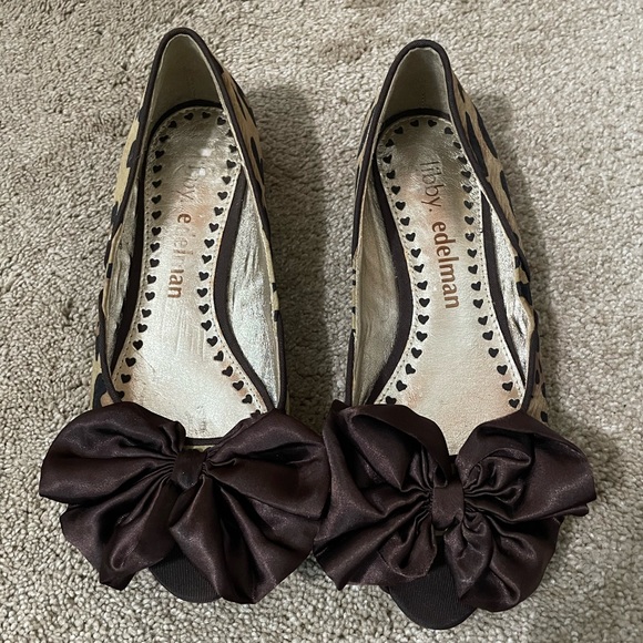 Libby. Edelman Shoes Open Toe Flats Bow Women’s 7.5 Cheetah, Brown, & Tan NWOT - Picture 2 of 3